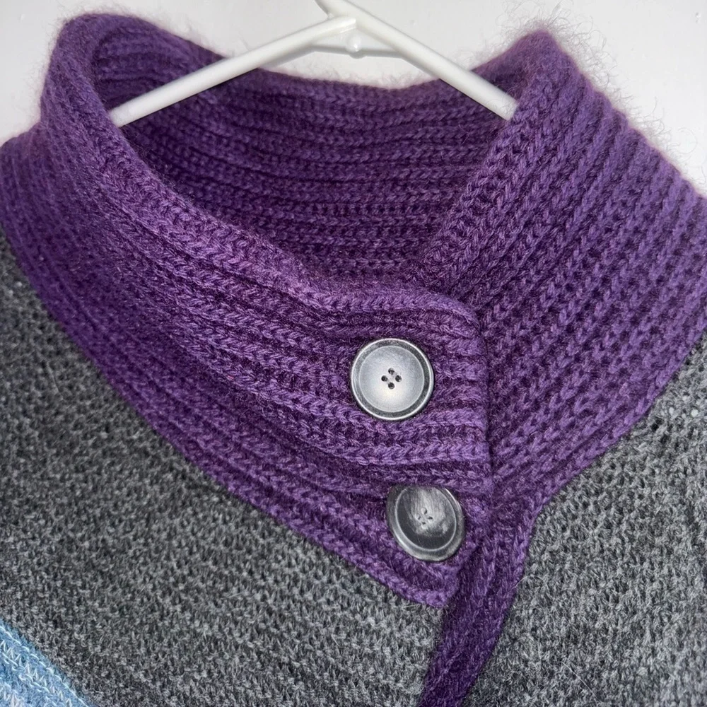 Theory Floriane Land Long Rainbow Angora Cashmere Mohair Stripe Sweater M - Picture 7 of 9